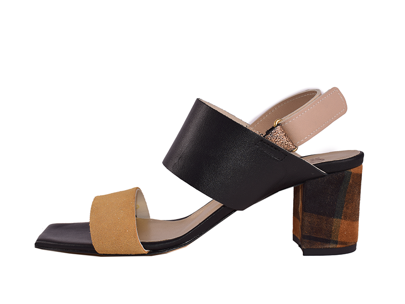Claudia C. - Sandales à talons patchwork en cuir