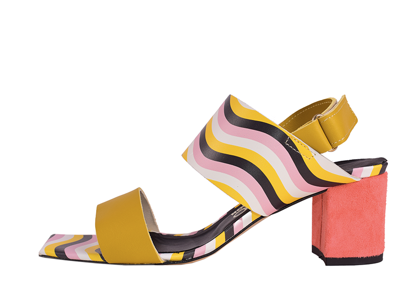 Claudia C. - Sandales à talons patchwork en cuir