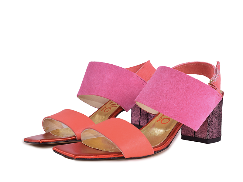 Claudia C. - Sandales à talons patchwork en cuir