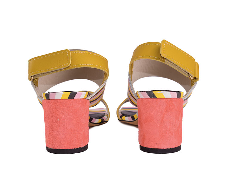 Claudia C. - Sandales à talons patchwork en cuir