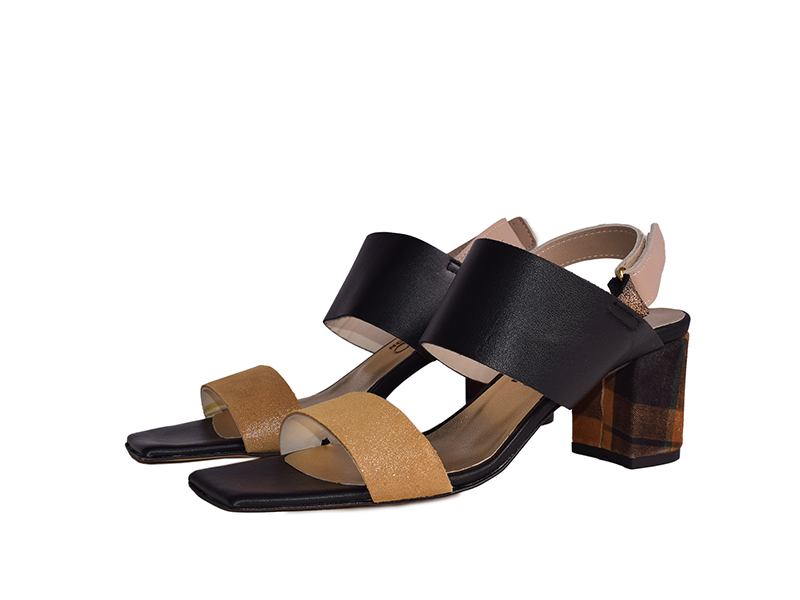 Claudia C. - Sandales à talons patchwork en cuir