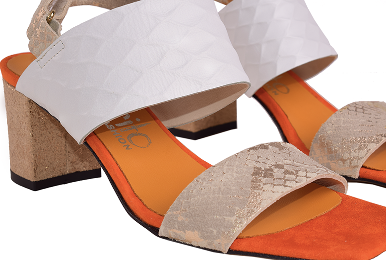 Claudia C. - Sandales à talons patchwork en cuir