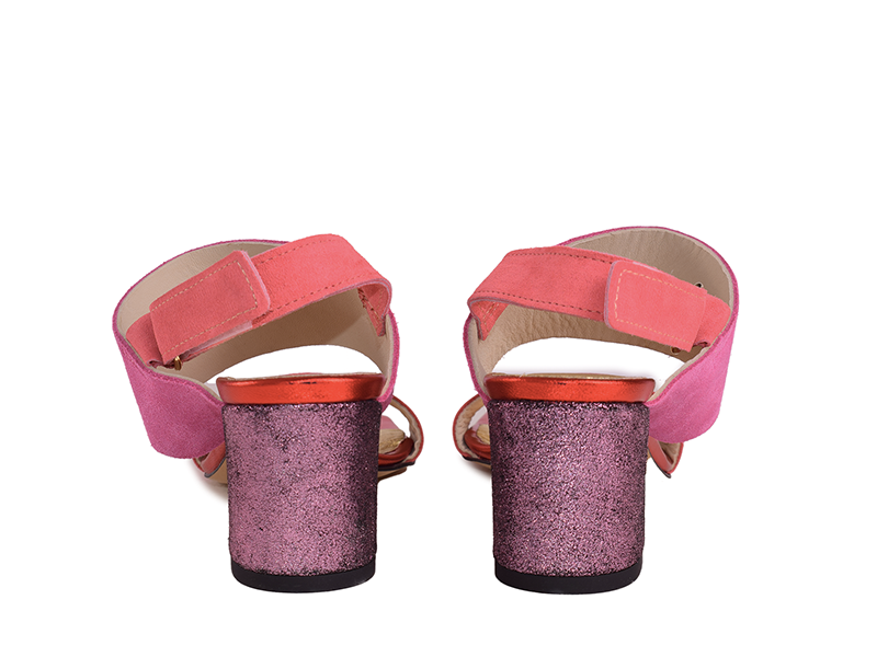 Claudia C. - Sandales à talons patchwork en cuir