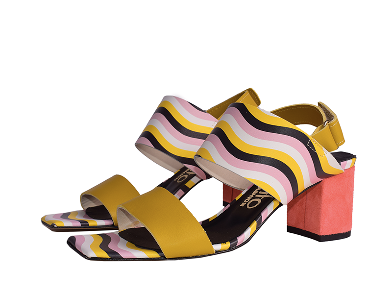 Claudia C. - Sandales à talons patchwork en cuir