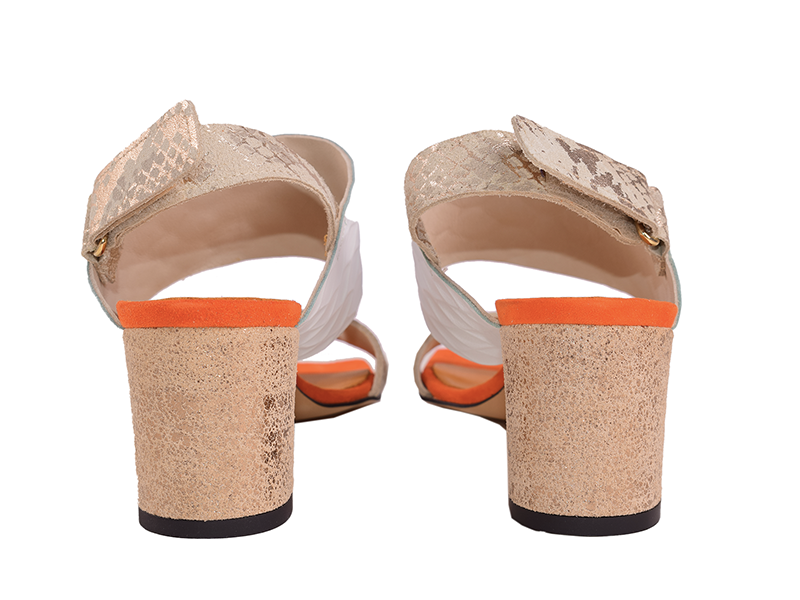 Claudia C. - Sandales à talons patchwork en cuir